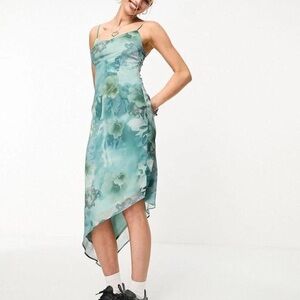 Motel Rocks Preston Midi Dress in Watercolour Floral Blue